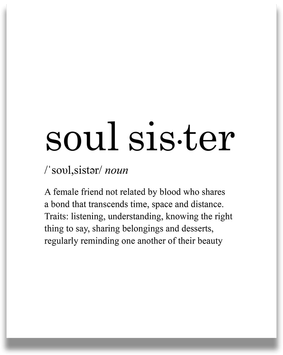 Soul Sister Definition Wall Art - Sisters Decor - Minimalist wall art - Girls Room Wall Decor - Sister Birthday Gifts - Sister Signs for Wall - Sister